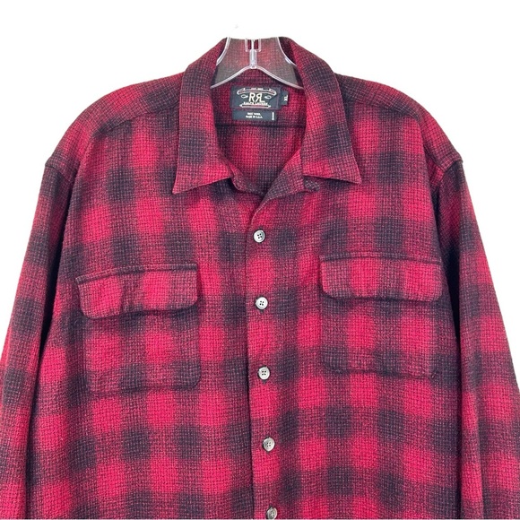 RRL, Ralph Lauren - Men’s Vintage Wool Shirt, Buffalo Check Plaid, Red/Black, XL - Picture 5 of 14